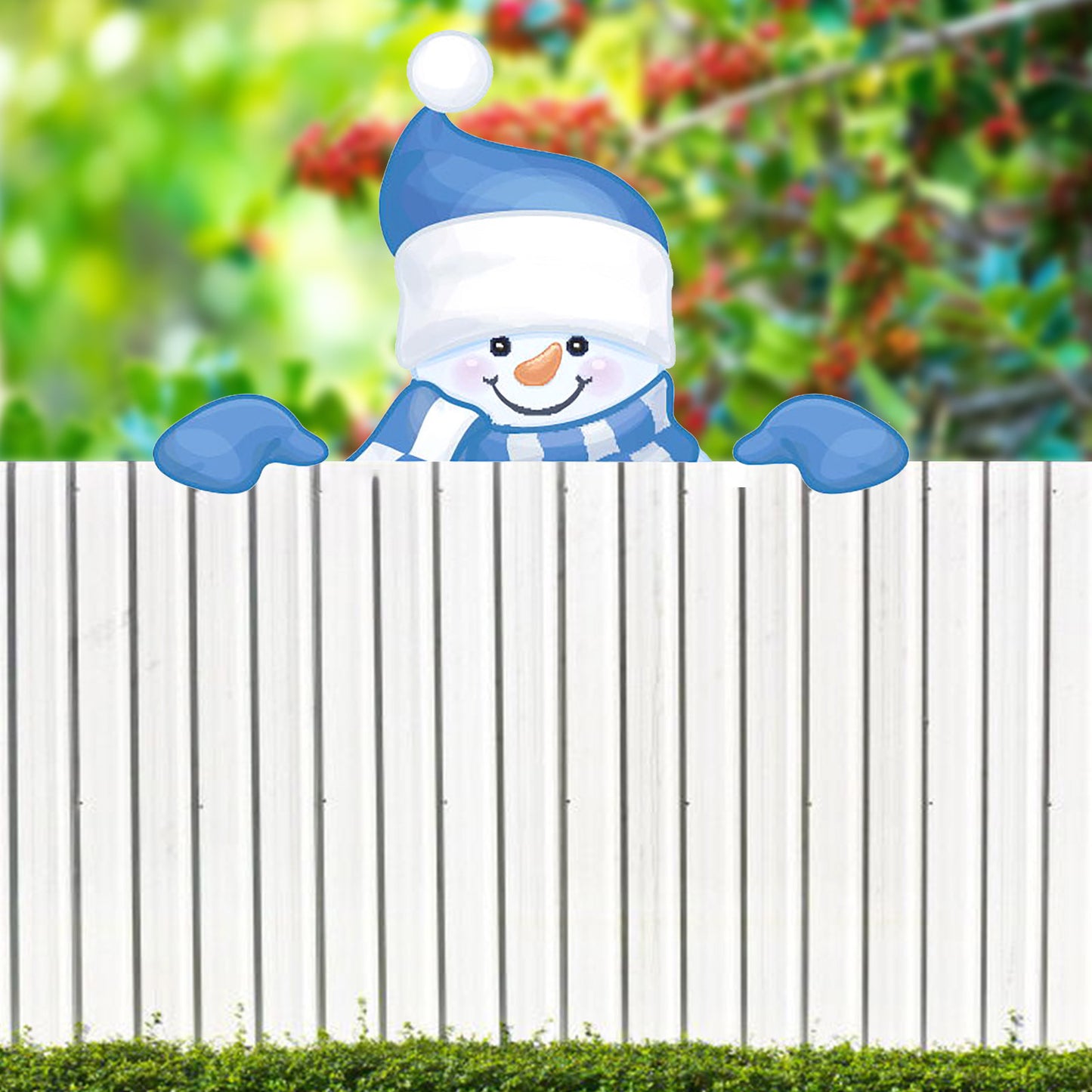 Christmas Themed Fence Garden Santa Top Decoration