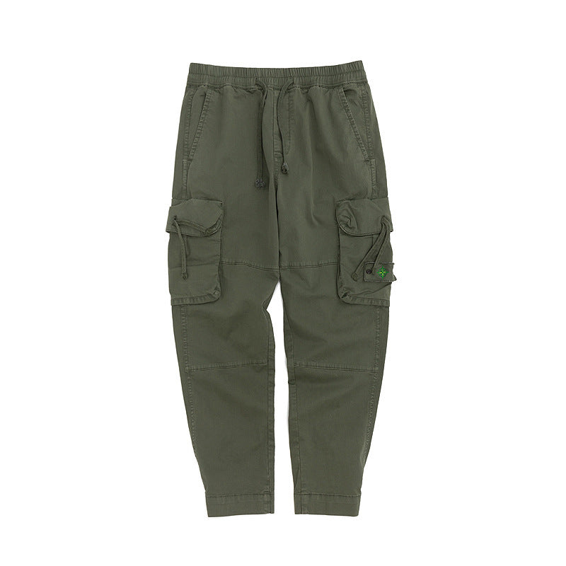 Men's multi-pocket pants elastic waist