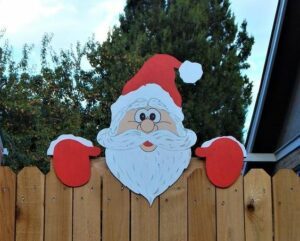 Christmas Themed Fence Garden Santa Top Decoration