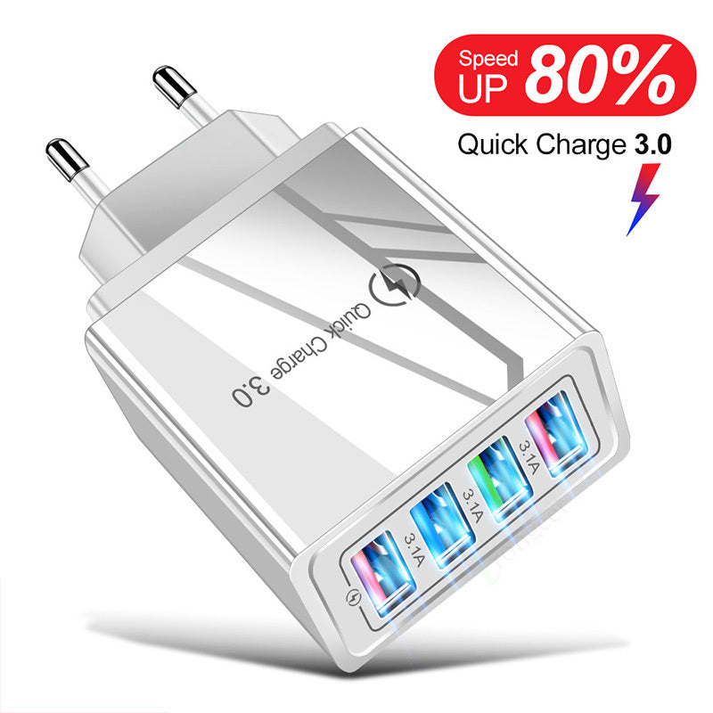 Quick Charge 3.0 4 Phone Adapter For Tablet Portable Wall Mobile Charger Fast Charger