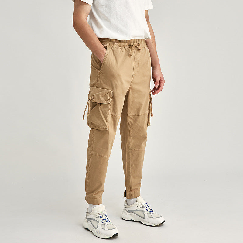 Men's multi-pocket pants elastic waist