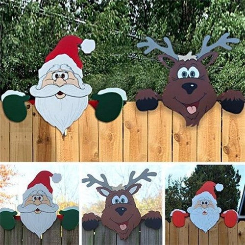 Christmas Themed Fence Garden Santa Top Decoration