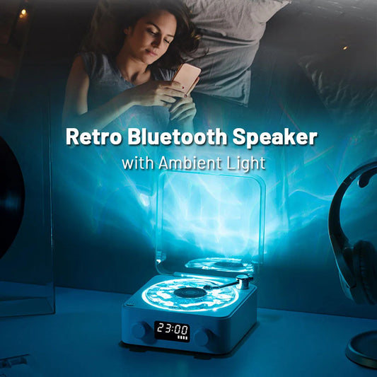 Retro RGB Projection Lamp Turntable Speaker Wireless Bluetooth-compatible 5.0 Vinyl Record Player