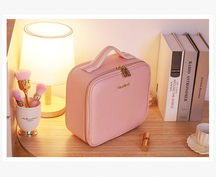 With Mirror And LED Light Cosmetic Bag Skin Care Storage Box