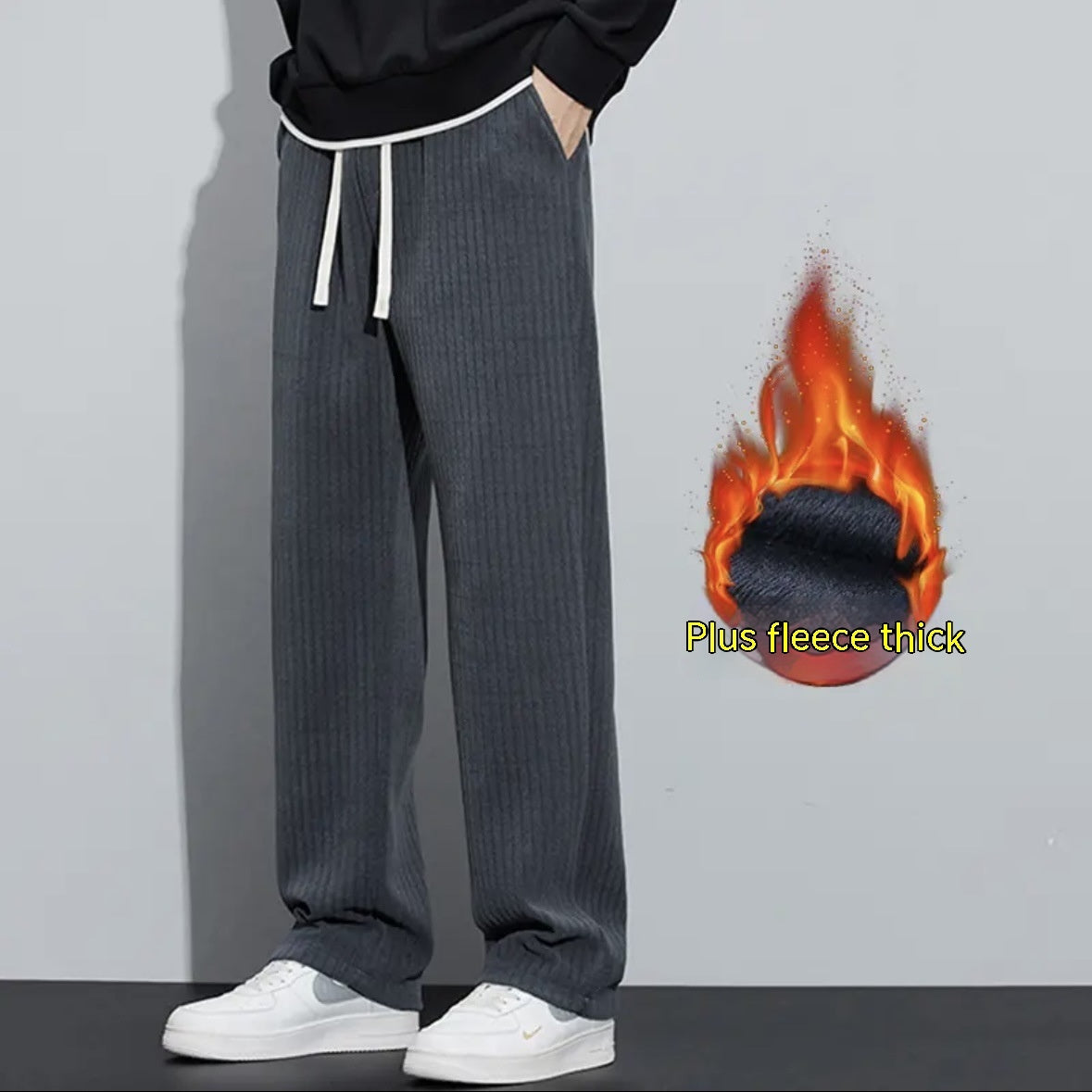 Fleece-lined Thickened Corduroy Pants Men's