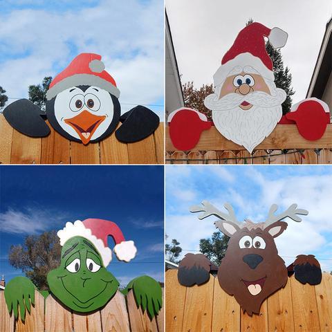 Christmas Themed Fence Garden Santa Top Decoration