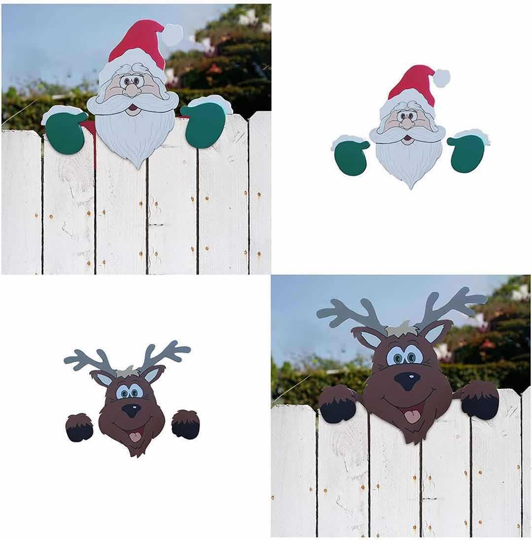 Christmas Themed Fence Garden Santa Top Decoration